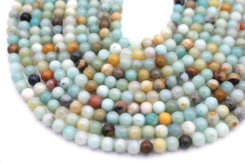 Multicolor Amazonite Gemstone Beads, 6mm, Round